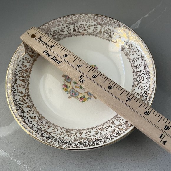 Vintage Parisian Center Coupe Bowl Set Of 2 Warranted 22 K Gold USA 8” Diameter - Picture 11 of 11